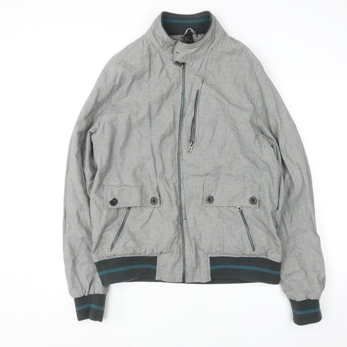 Zara Man Men's Grey Check Bomber Jacket XL Regular Cotton Blend