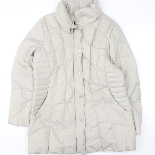 Basler Women Beige Quilted Down Puffer Coat Size 12