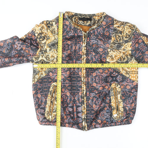H&M Women's Multicoloured Bomber Jacket Size 8 Geometric Retro Style