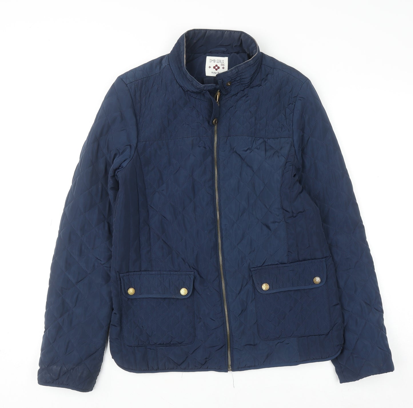 DMB Girls Blue Quilted Zip-Up Winter Jacket – Size 15-16 Years