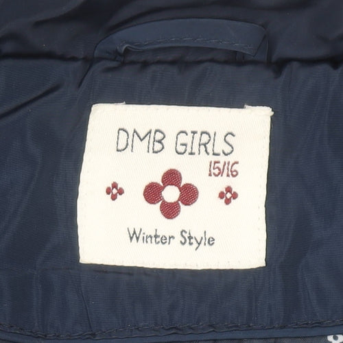 DMB Girls Blue Quilted Zip-Up Winter Jacket – Size 15-16 Years