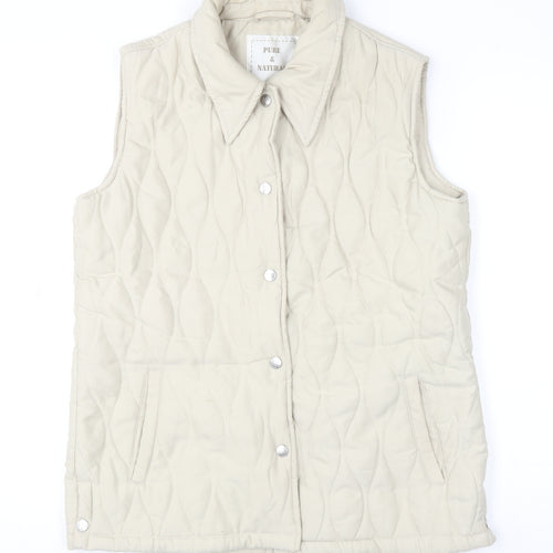 Pure & Natural Women's Beige Quilted Waistcoat S Regular Fit