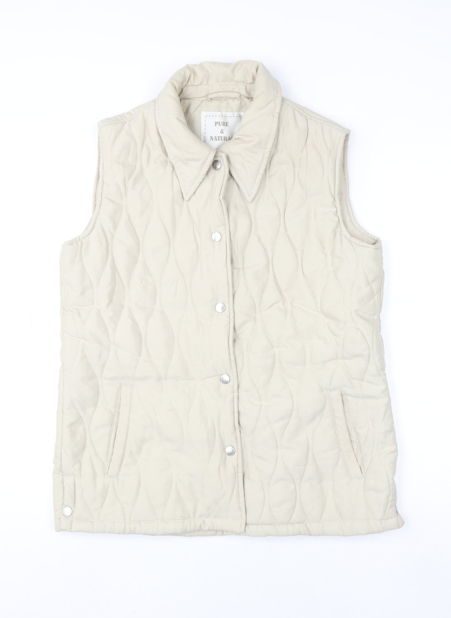 Pure & Natural Women's Beige Quilted Waistcoat S Regular Fit
