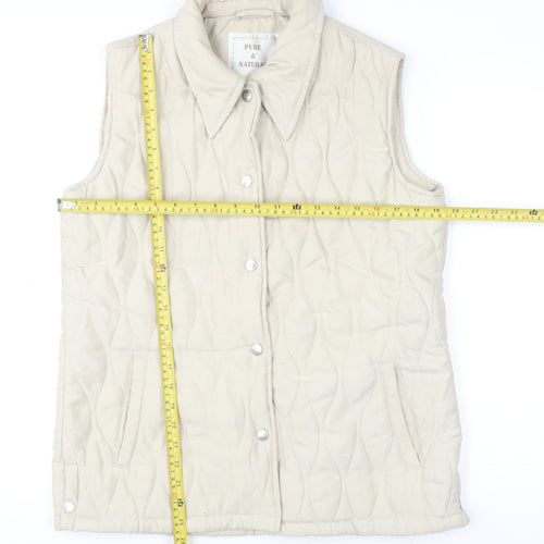 Pure & Natural Women's Beige Quilted Waistcoat S Regular Fit