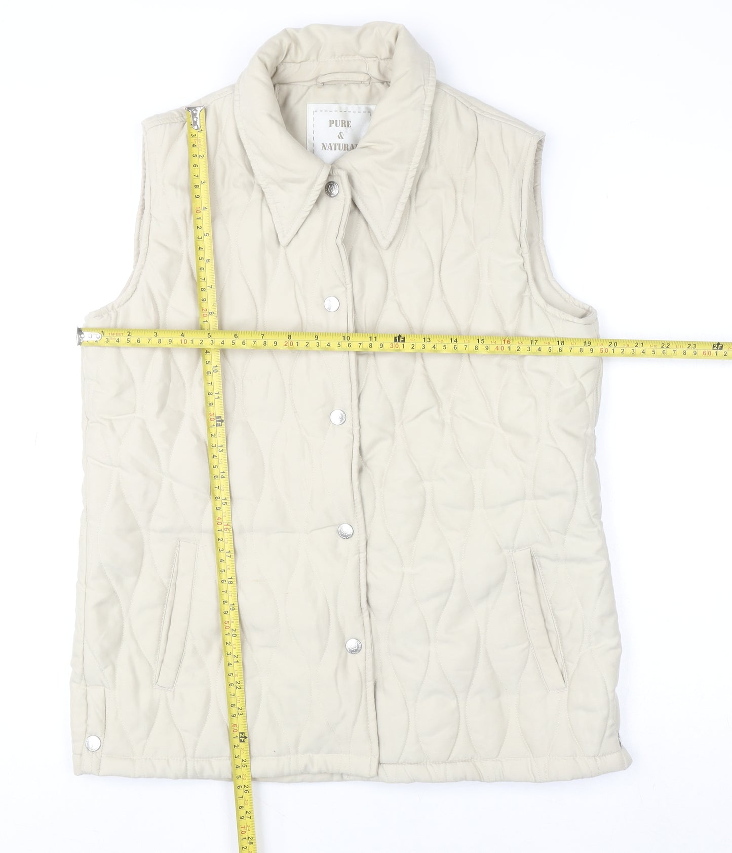 Pure & Natural Women's Beige Quilted Waistcoat S Regular Fit