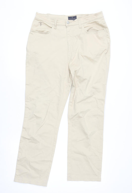 Trussardi Mens Beige Straight Leg Jeans 36W Regular Fit Cotton