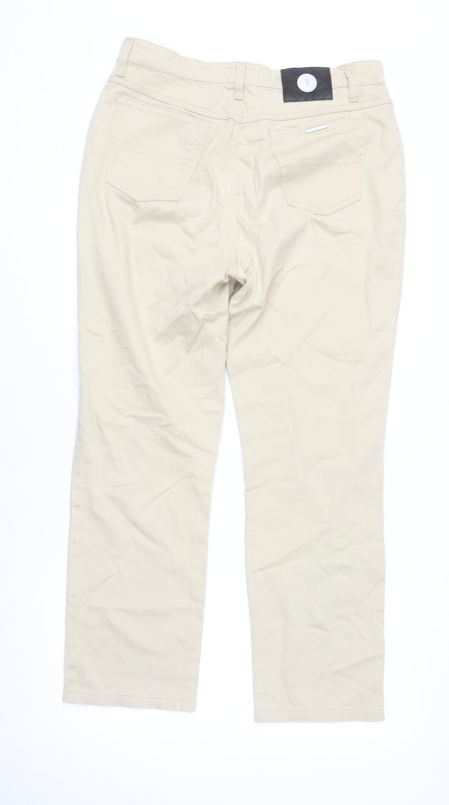 Trussardi Mens Beige Straight Leg Jeans 36W Regular Fit Cotton