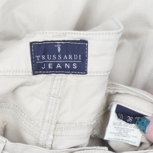 Trussardi Mens Beige Straight Leg Jeans 36W Regular Fit Cotton