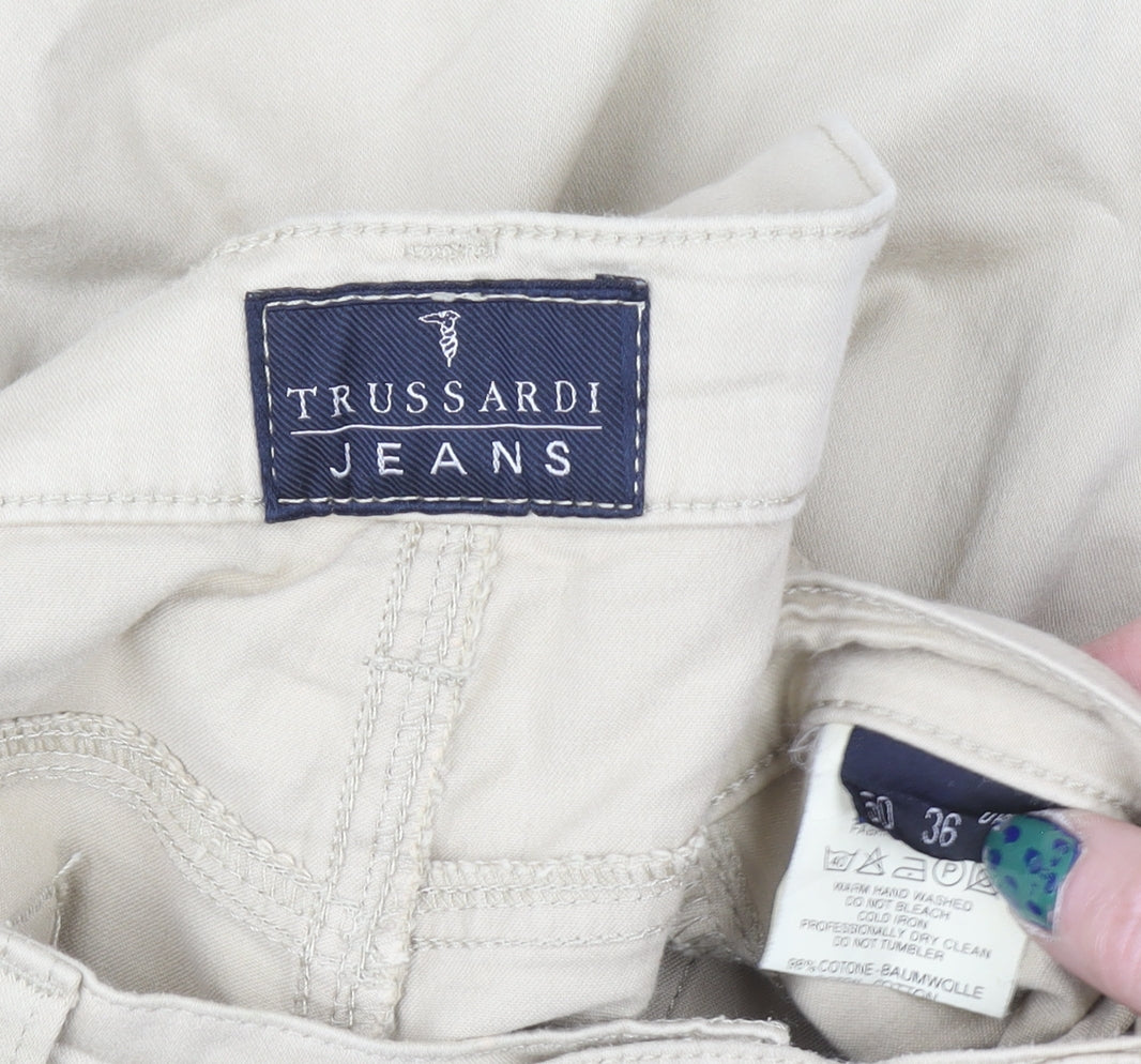Trussardi Mens Beige Straight Leg Jeans 36W Regular Fit Cotton