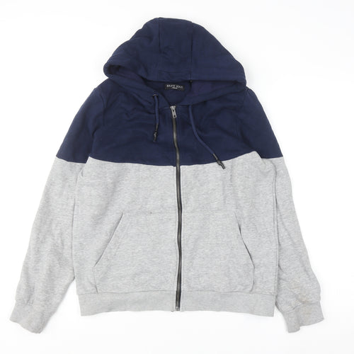 Brave Soul Men's Blue Grey Full Zip Hoodie Size S