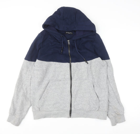 Brave Soul Men's Blue Grey Full Zip Hoodie Size S