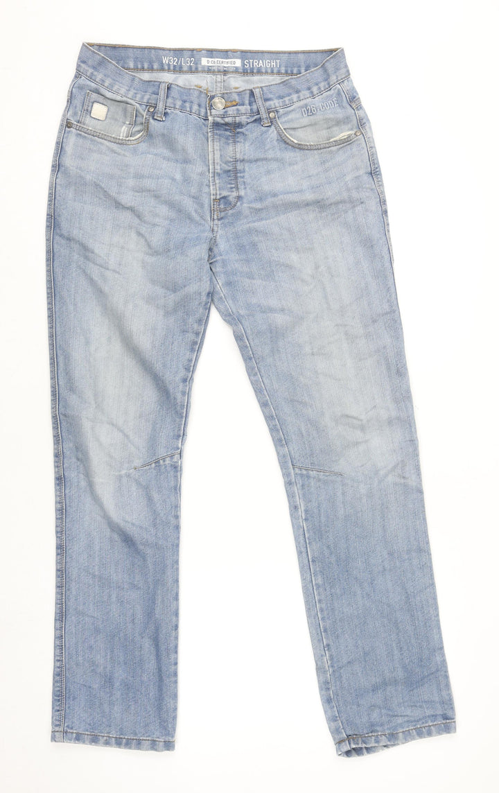 D26 Code Men’s Light Blue Straight Fit Jeans W32 L32 Cotton Blend