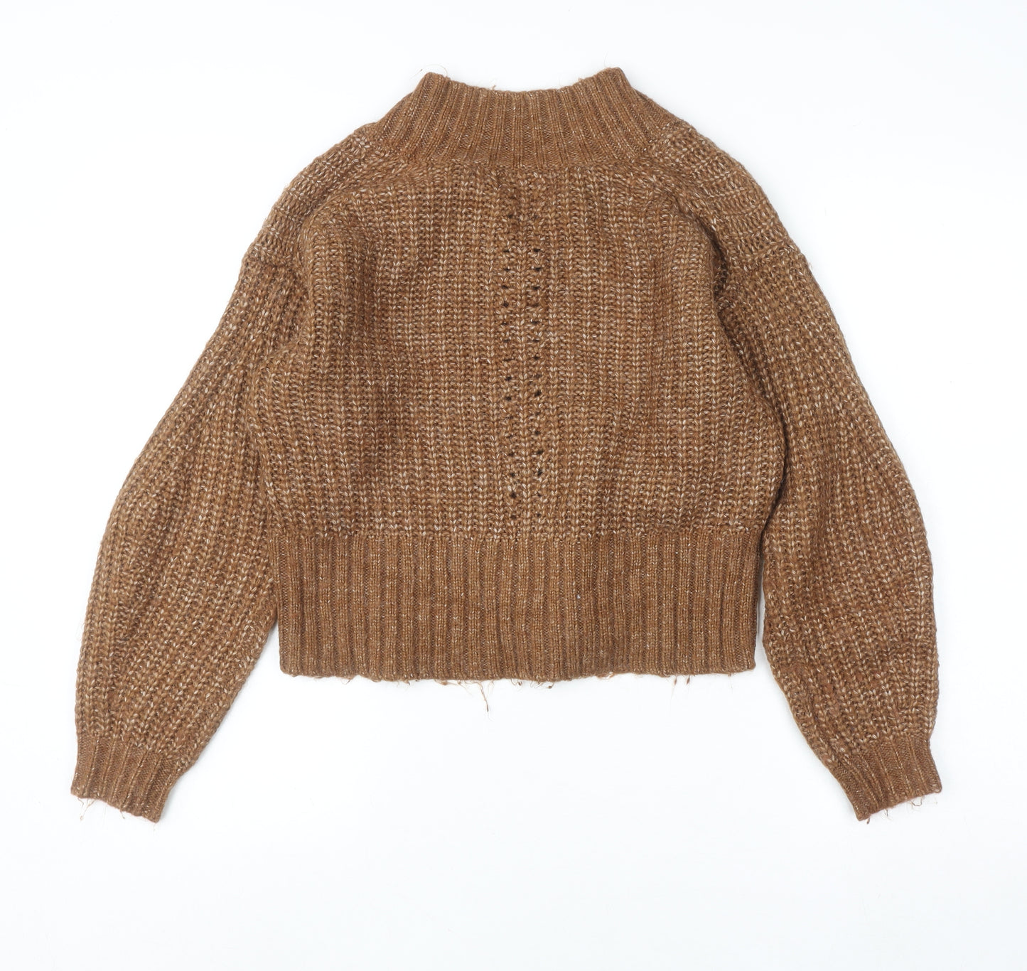 Marks and Spencer Women’s Brown Chunky-Knit V-Neck Jumper Size S
