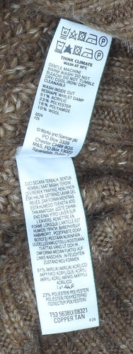 Marks and Spencer Women’s Brown Chunky-Knit V-Neck Jumper Size S