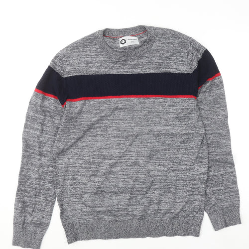 Jack & Jones Men's Grey Cotton Crew Neck Pullover Jumper M