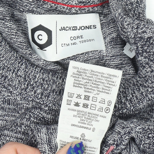 Jack & Jones Men's Grey Cotton Crew Neck Pullover Jumper M