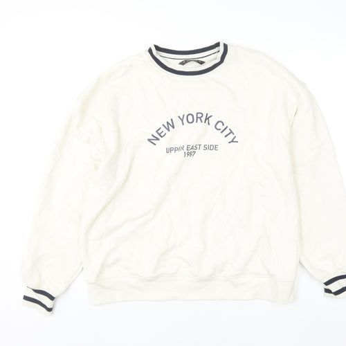 Dunnes Men Ivory Crew Neck Pullover Sweatshirt Size S New York City Print