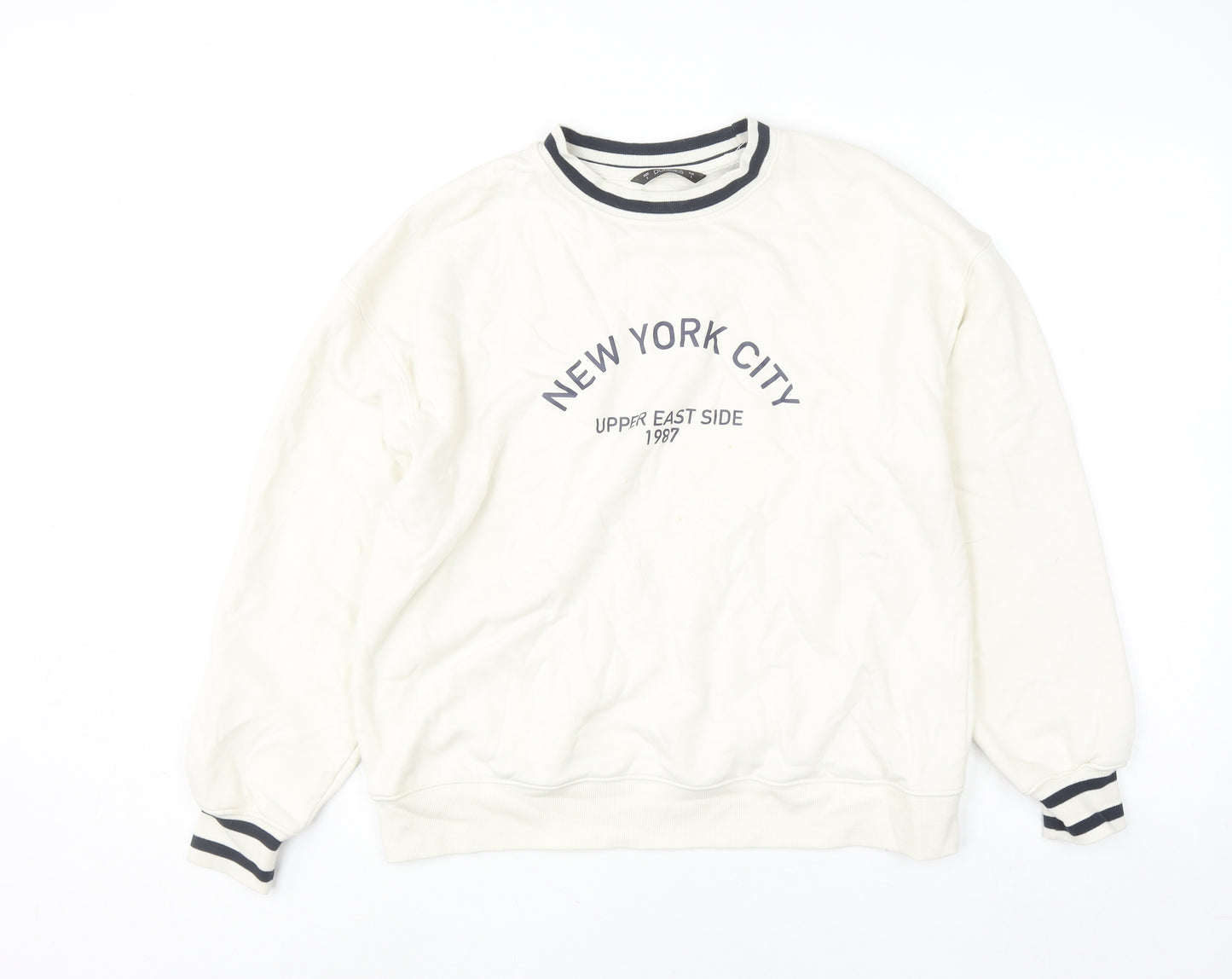 Dunnes Men Ivory Crew Neck Pullover Sweatshirt Size S New York City Print