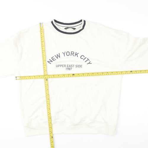 Dunnes Men Ivory Crew Neck Pullover Sweatshirt Size S New York City Print