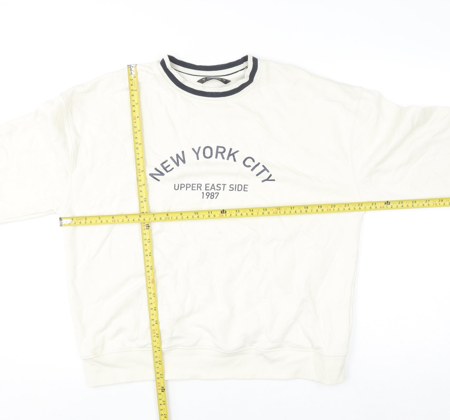 Dunnes Men Ivory Crew Neck Pullover Sweatshirt Size S New York City Print