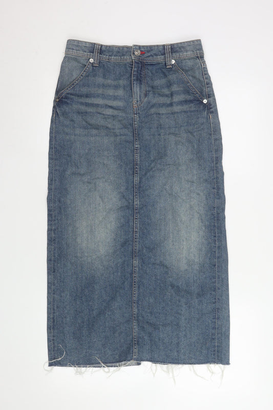 H&M Women’s Blue Denim Midi Skirt Size 6 Straight Style