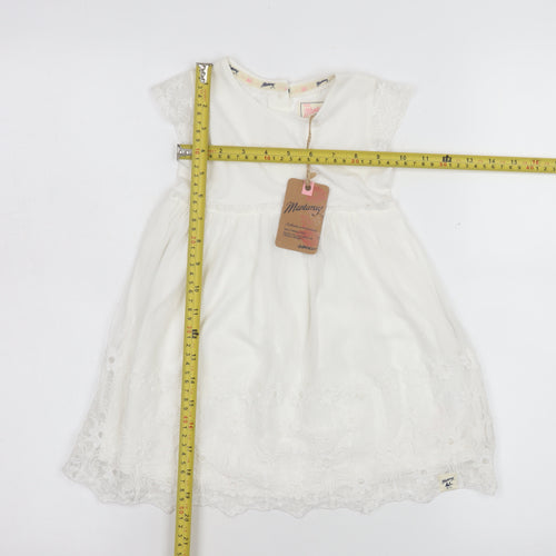 Mantaray Girls Ivory Cotton Embroidered A-Line Dress 18-24 Months