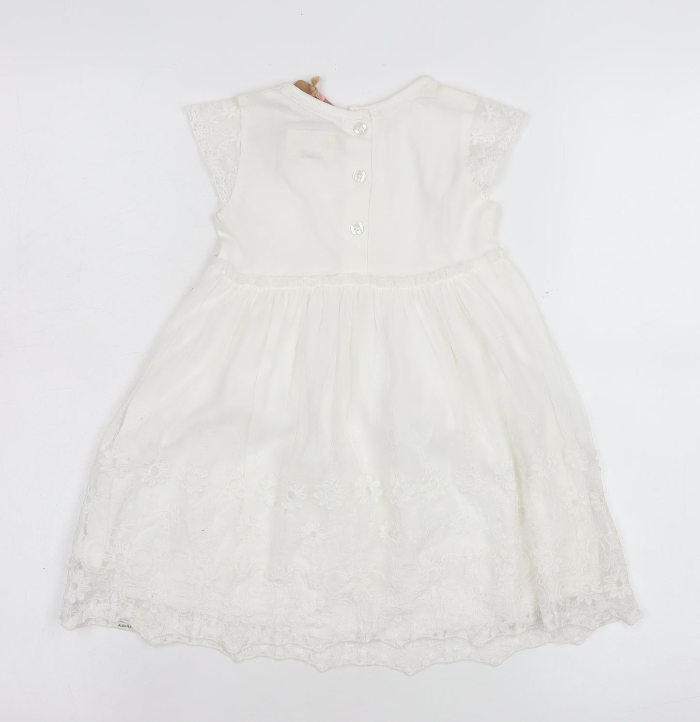 Mantaray Girls Ivory Cotton Embroidered A-Line Dress 18-24 Months
