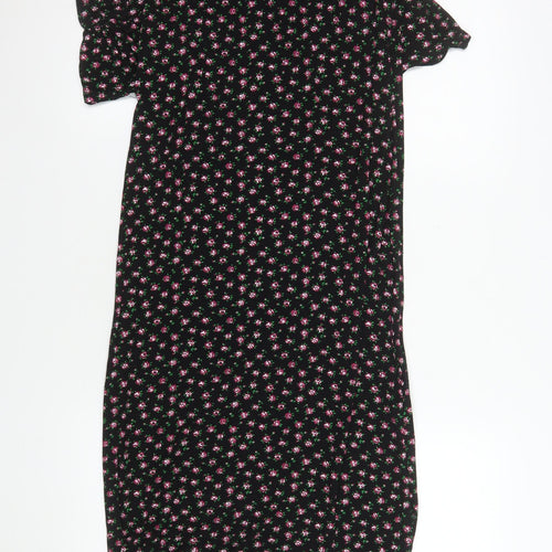 Wednesday's Girl Women's Black Floral Midi Fit & Flare Dress Size S