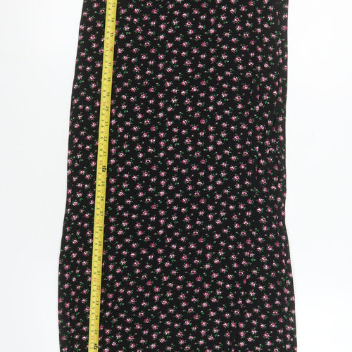 Wednesday's Girl Women's Black Floral Midi Fit & Flare Dress Size S