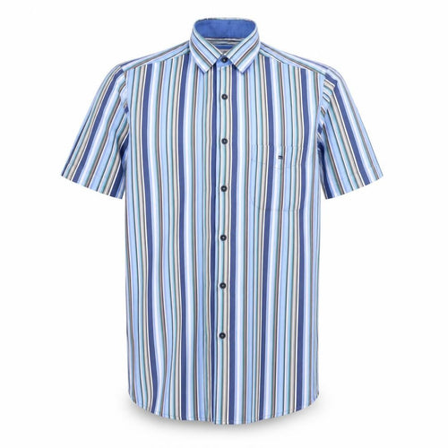 Daniel Grahame Drifter Men's Blue Striped Short Sleeve Cotton Shirt M