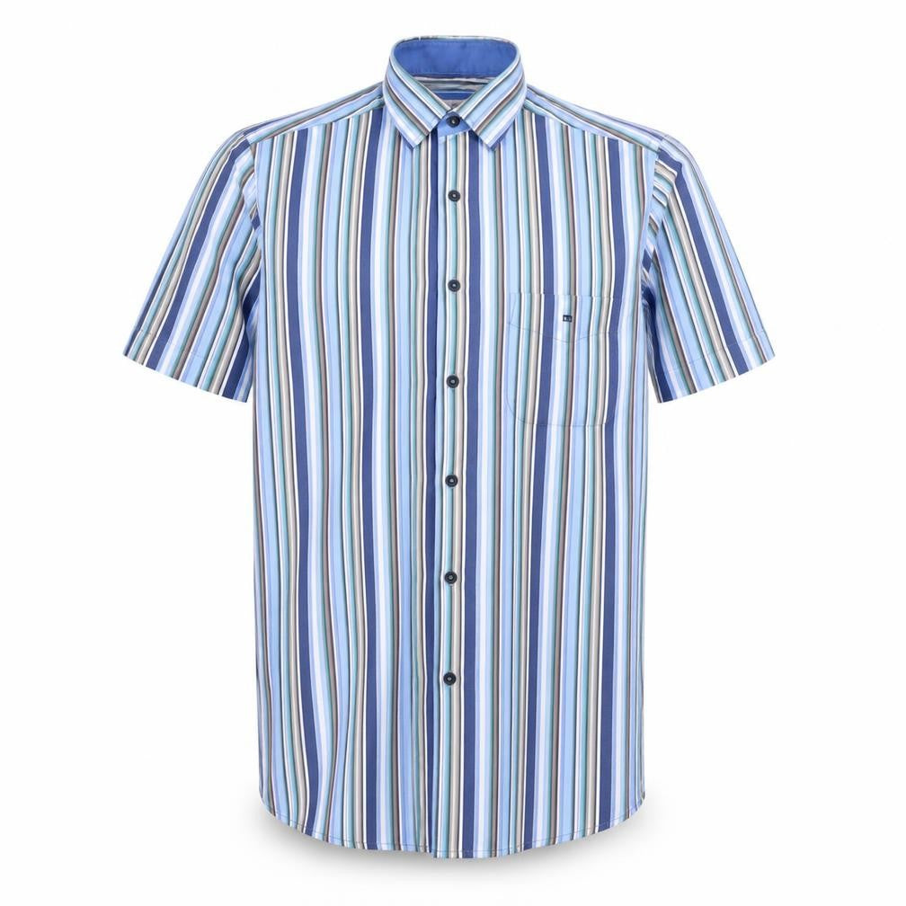 Daniel Grahame Drifter Men's Blue Striped Short Sleeve Cotton Shirt M