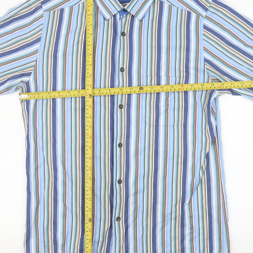 Daniel Grahame Drifter Men's Blue Striped Short Sleeve Cotton Shirt M
