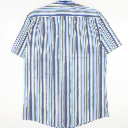 Daniel Grahame Drifter Men's Blue Striped Short Sleeve Cotton Shirt M