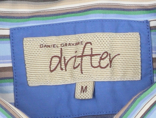 Daniel Grahame Drifter Men's Blue Striped Short Sleeve Cotton Shirt M
