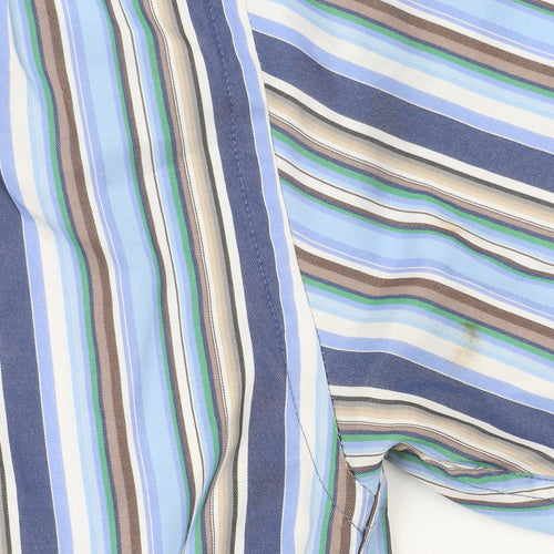 Daniel Grahame Drifter Men's Blue Striped Short Sleeve Cotton Shirt M