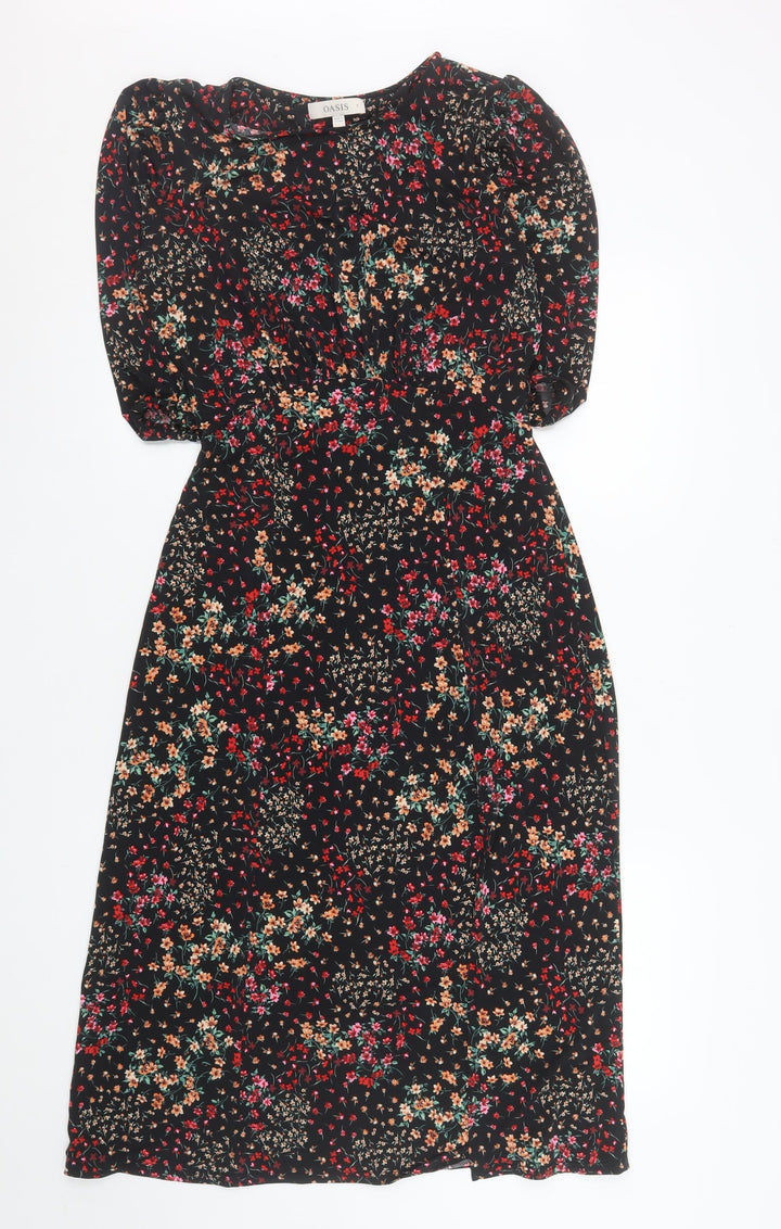 Oasis Women’s Multicoloured Floral Midi A-Line Dress Size S