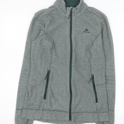 Quechua Men's Grey Mid-Length Fleece Full Zip Hiking Jacket Size M