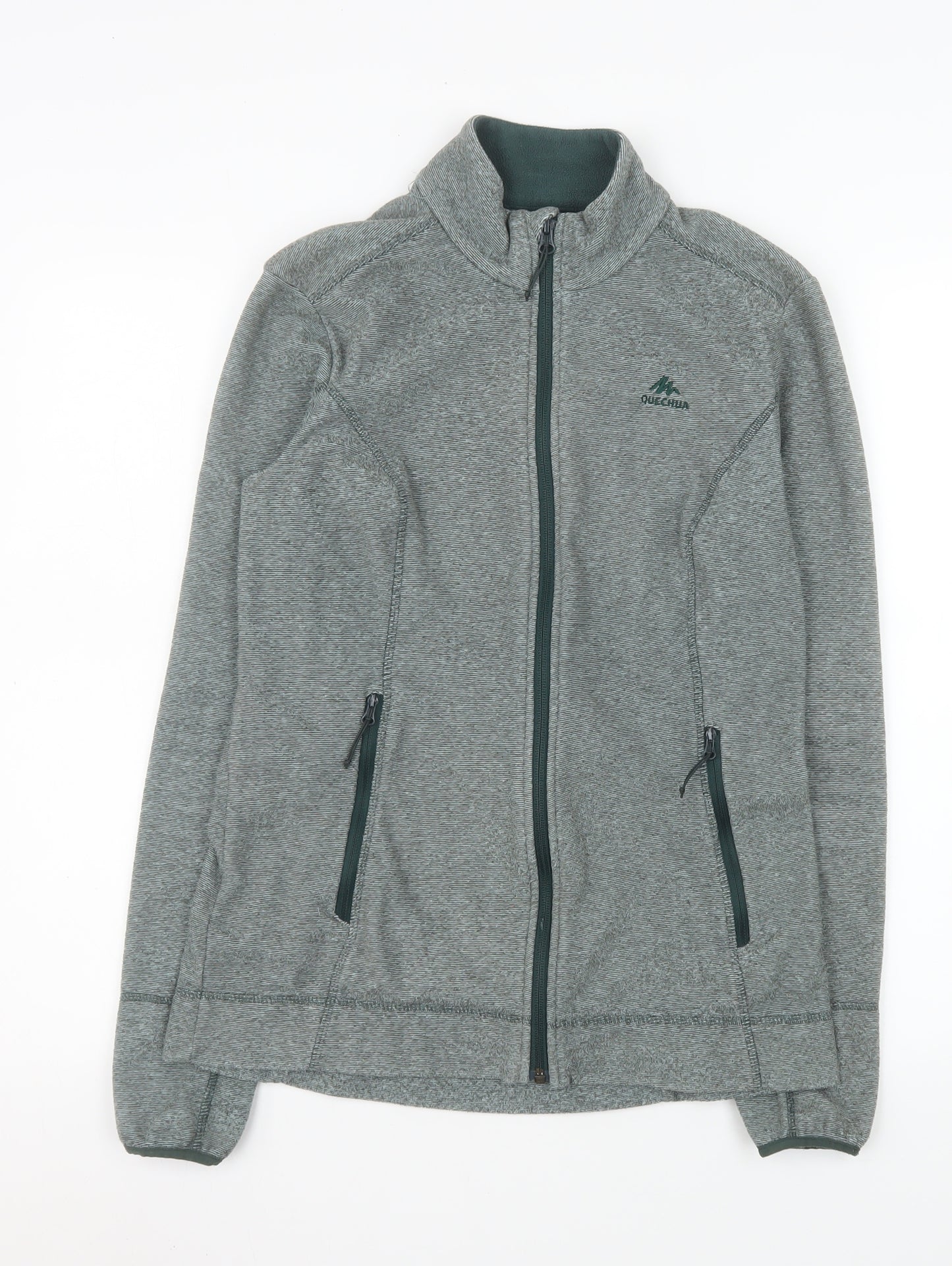 Quechua Men's Grey Mid-Length Fleece Full Zip Hiking Jacket Size M
