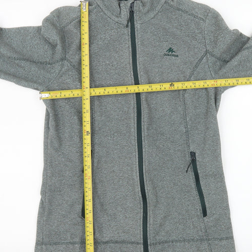 Quechua Men's Grey Mid-Length Fleece Full Zip Hiking Jacket Size M