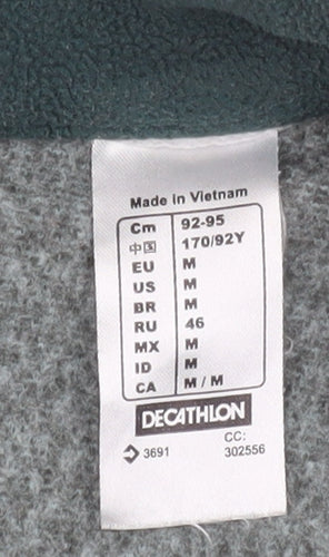 Quechua Men's Grey Mid-Length Fleece Full Zip Hiking Jacket Size M