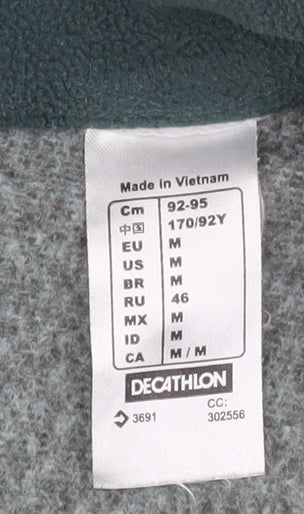 Quechua Men's Grey Mid-Length Fleece Full Zip Hiking Jacket Size M