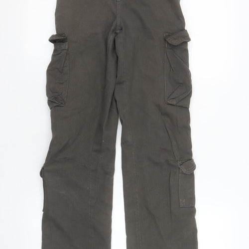 Stradivarius Women’s Green Cargo Trousers Size 4 Belted Cotton