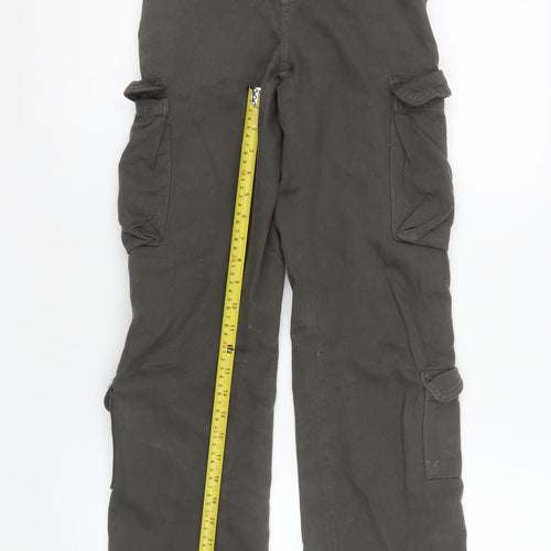 Stradivarius Women’s Green Cargo Trousers Size 4 Belted Cotton