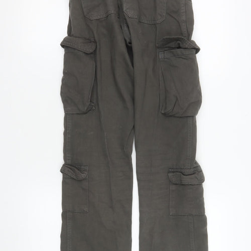 Stradivarius Women’s Green Cargo Trousers Size 4 Belted Cotton