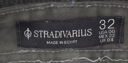 Stradivarius Women’s Green Cargo Trousers Size 4 Belted Cotton