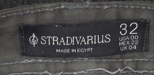 Stradivarius Women’s Green Cargo Trousers Size 4 Belted Cotton