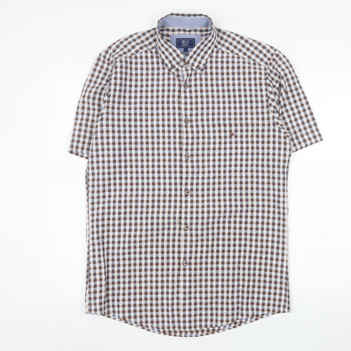 DG’s Drifter Men’s Brown Checked Short Sleeve Button-Up Shirt M