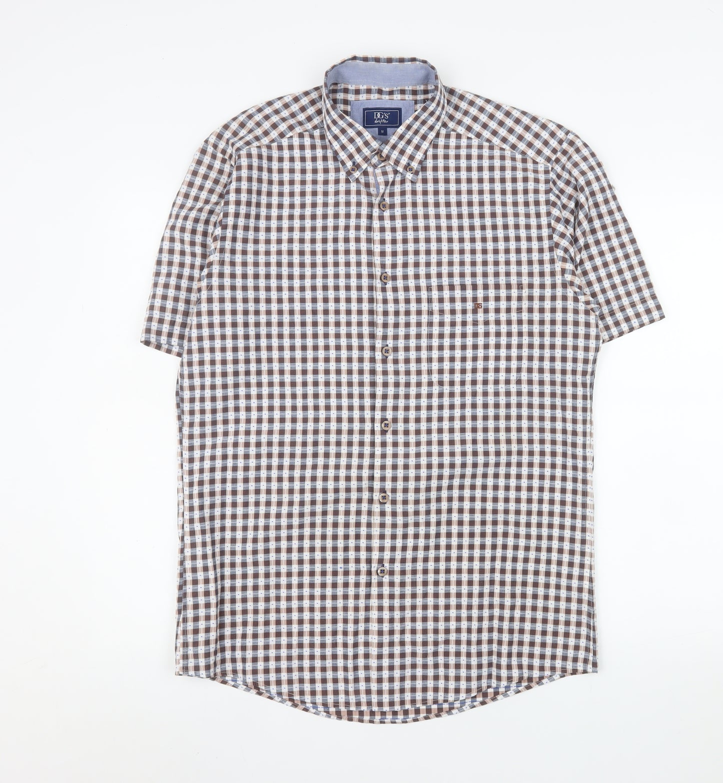 DG’s Drifter Men’s Brown Checked Short Sleeve Button-Up Shirt M