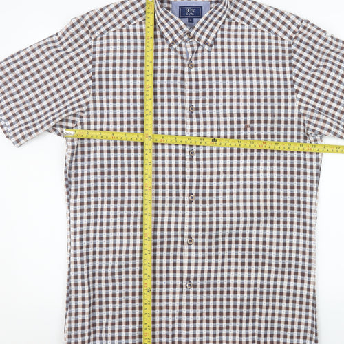 DG’s Drifter Men’s Brown Checked Short Sleeve Button-Up Shirt M