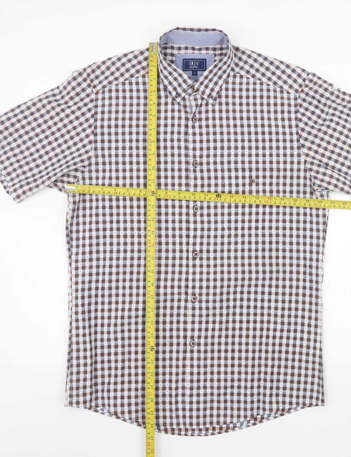 DG’s Drifter Men’s Brown Checked Short Sleeve Button-Up Shirt M